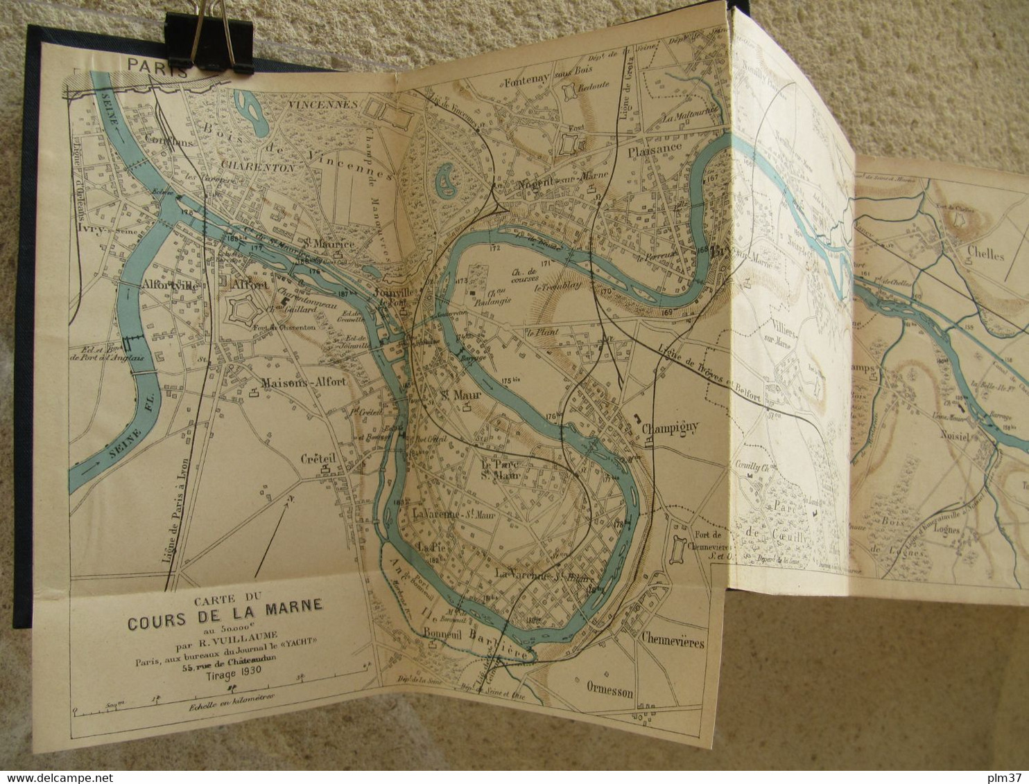 Carte Du Cours De La MARNE D'Epernay à La SEINE Par VUILLAUME, 1930 - Navigation, Yachting - Carte Nautiche