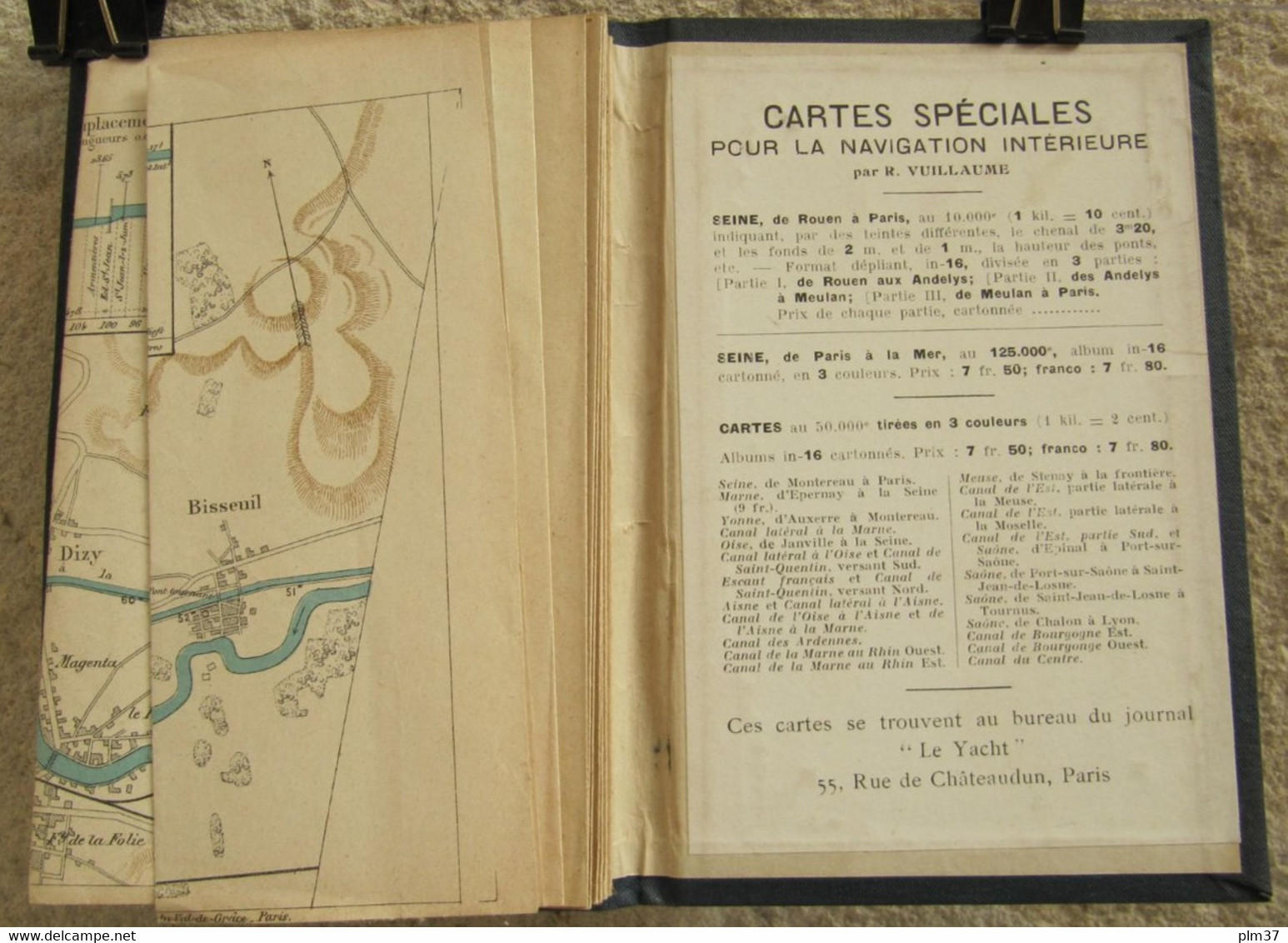 Carte Du Cours De La MARNE D'Epernay à La SEINE Par VUILLAUME, 1930 - Navigation, Yachting - Zeekaarten