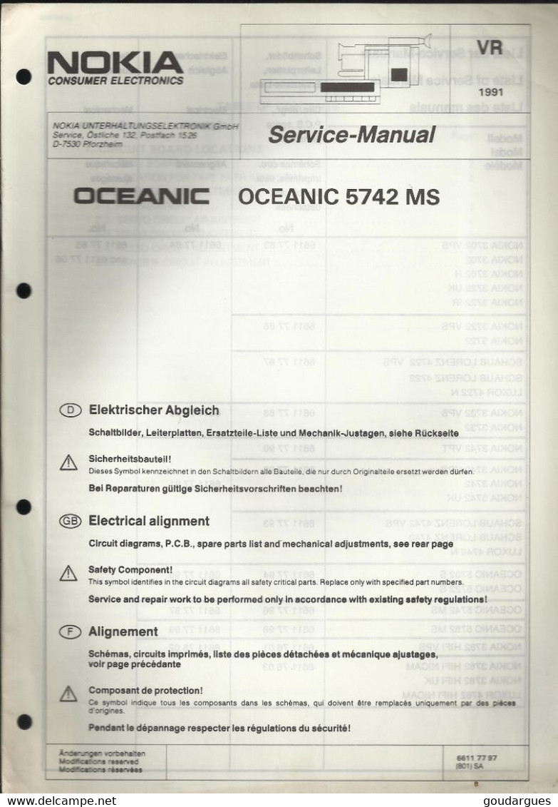 Nokia Consumer Electronics - Service-Manual - OCEANIC 5742 MS - Caméscope