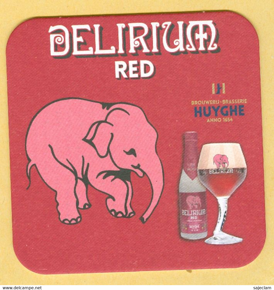 1 S/b Bière Delirium Red (dim:9,2cm) Couleur D'éléphant Rose Claire - Beer Mats