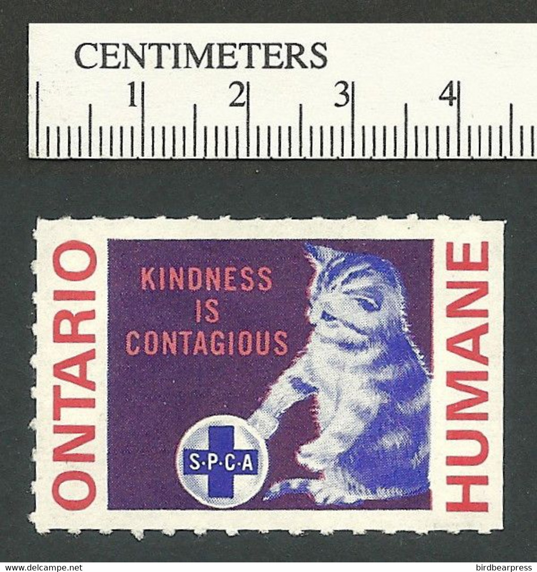 B68-06 CANADA Ontario Humane Society SPCA Cat Charity Seal Used - Viñetas Locales Y Privadas