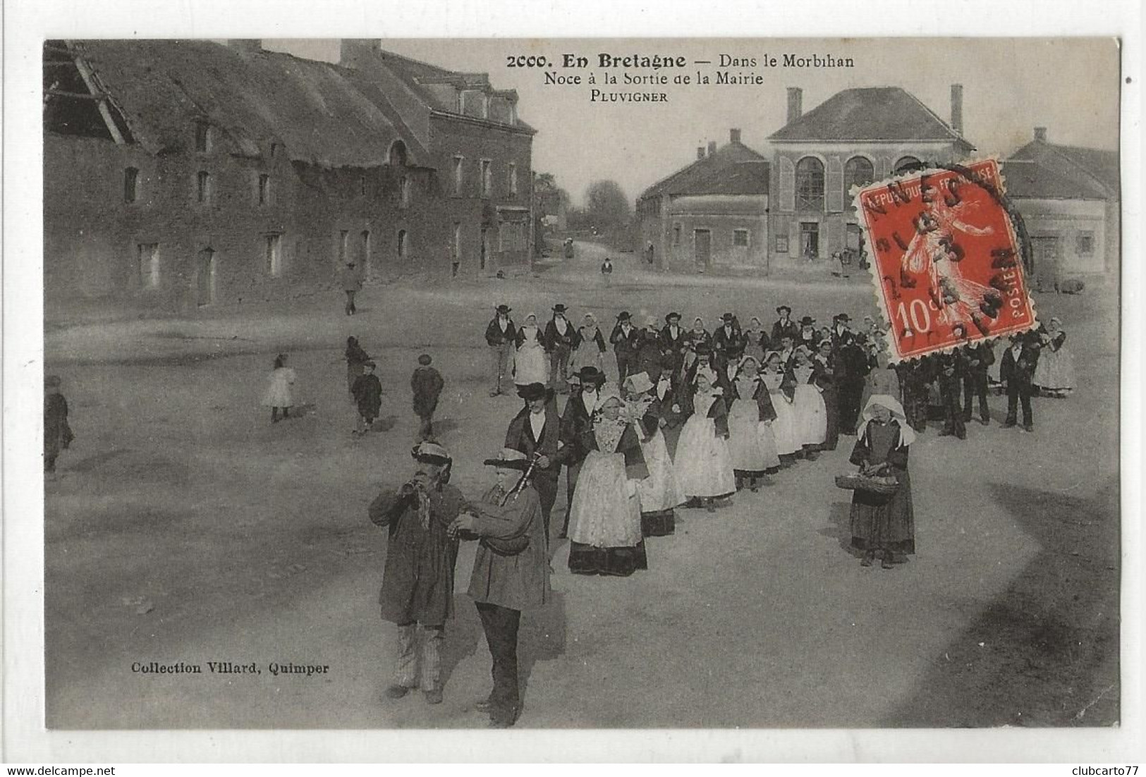 Pluvigner (56) : La Noce à La Sortie De La Mairie En 1912 (animé) PF - Pluvigner