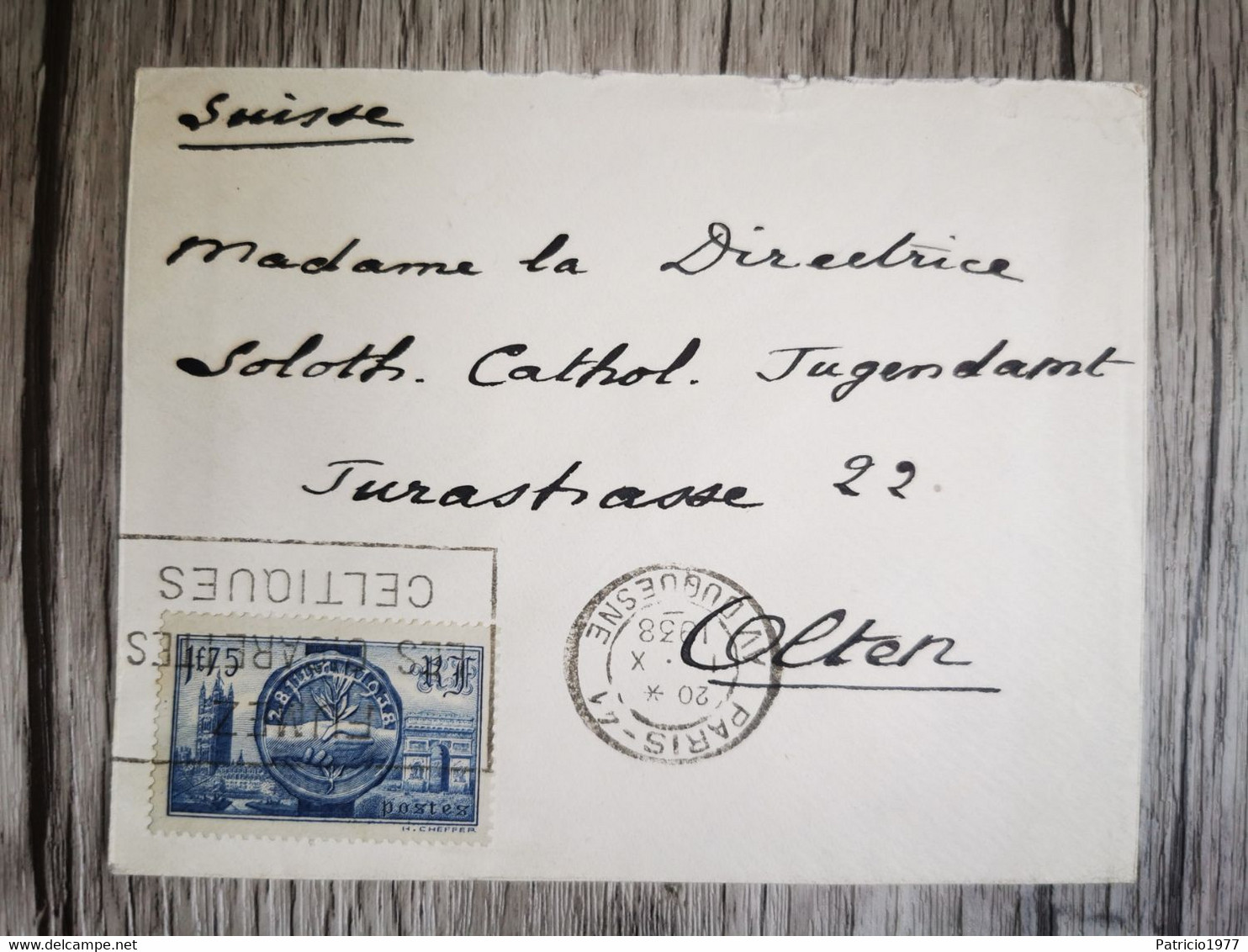 E36 Enveloppe  + Timbre France 1938 - Lettres & Documents