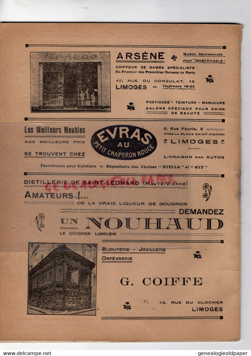 87- LIMOGES- PROGRAMME CIRQUE THEATRE MUNICIPAL-CAZAUTETS-HANS JOUEUR DE FLUTE-PAGANINI-1929-1930-FRANZ LEHAR-BERNIS - Programme