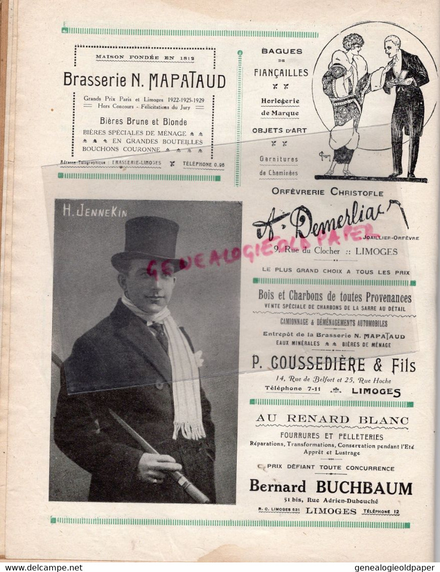 87- LIMOGES- PROGRAMME CIRQUE THEATRE MUNICIPAL-CAZAUTETS-HANS JOUEUR DE FLUTE-PAGANINI-1929-1930-FRANZ LEHAR-BERNIS