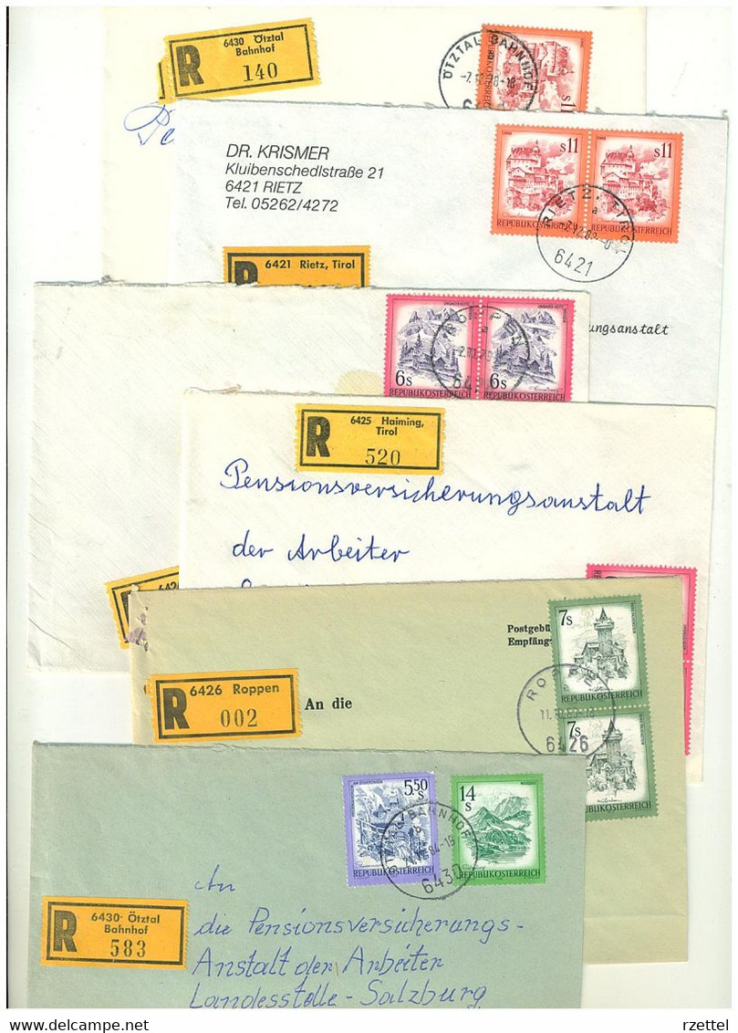 Tirol, Bezirk Imst, PLZ 6414-6491, (Reco, Einschreiben), Ca.120 Verschiedene Reko-Briefe, Ca.1970-1990 - Covers & Documents