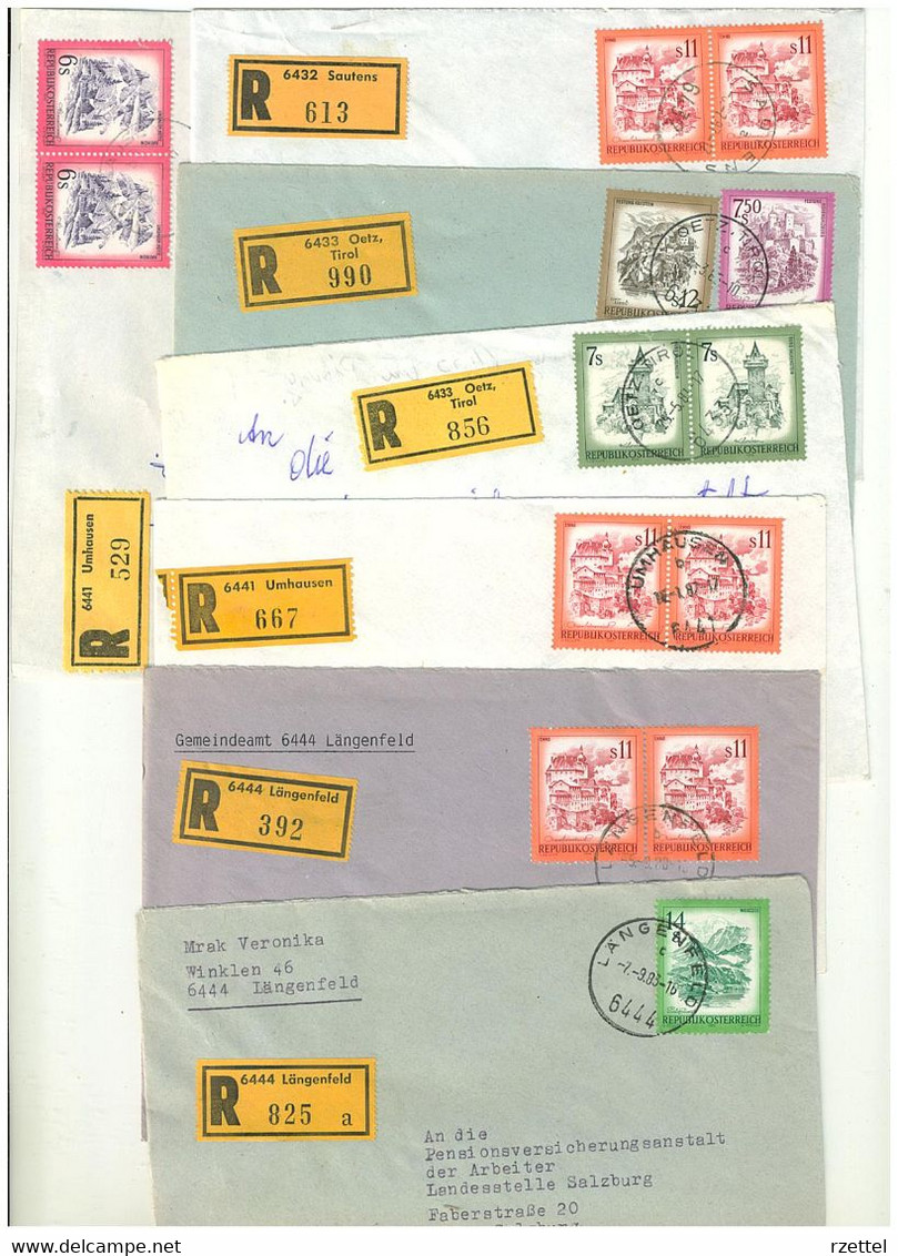 Tirol, Bezirk Imst, PLZ 6414-6491, (Reco, Einschreiben), Ca.120 Verschiedene Reko-Briefe, Ca.1970-1990 - Covers & Documents