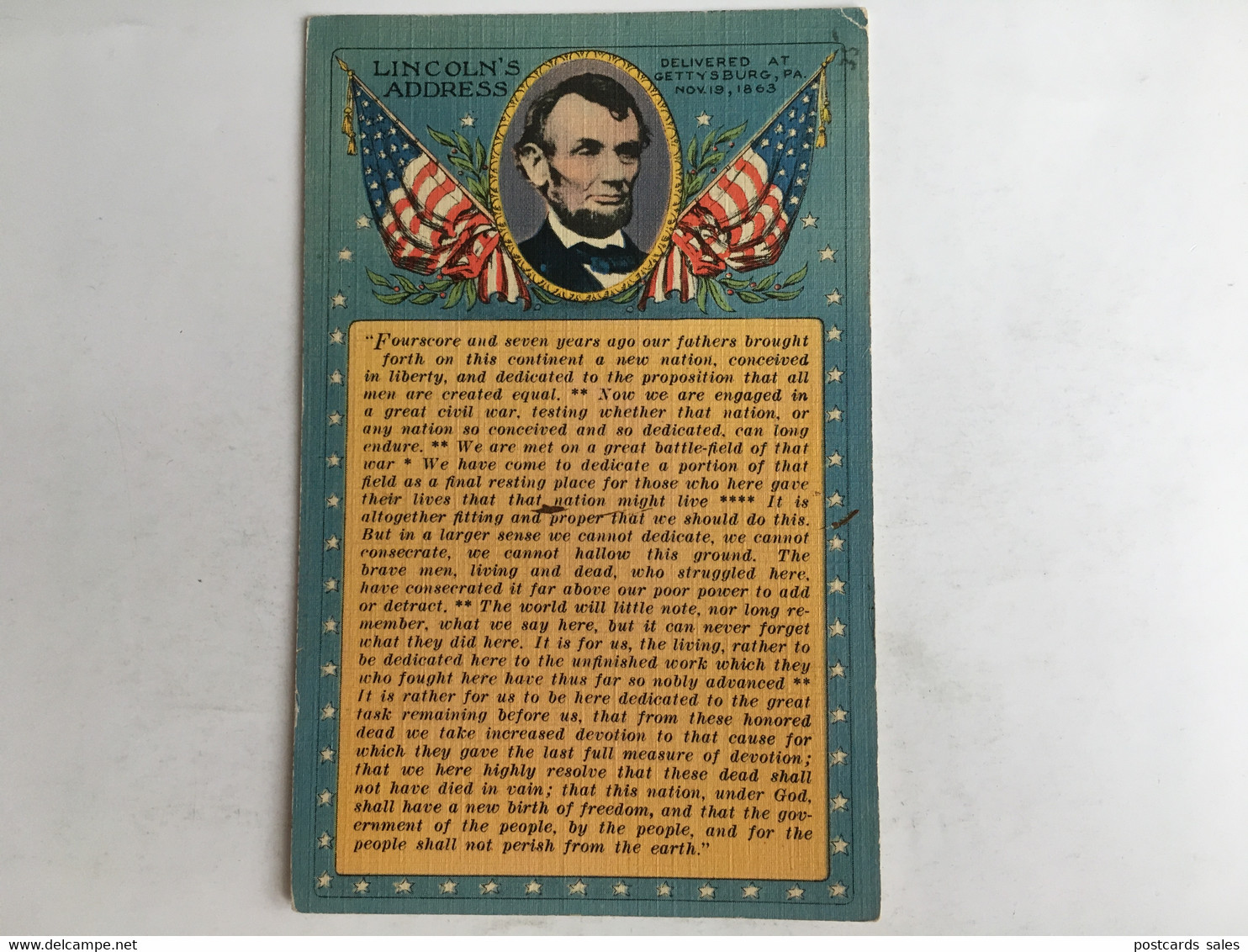 USA Abraham Lincoln American President Address Gettysburg Civil War 1861 - 1865 American Flag Litho Flagge Drapeau - Presidentes