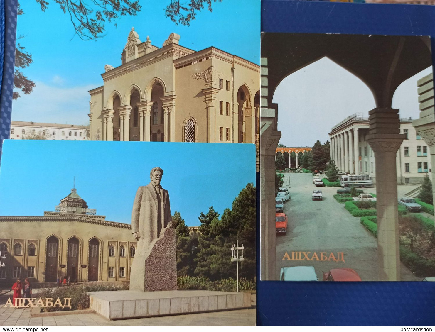 Russian Asia. Turkmenistan. Ashgabat / Ashkhabad. Soviet Architecture. 3 PCs Lot 1984 - Turkmenistan