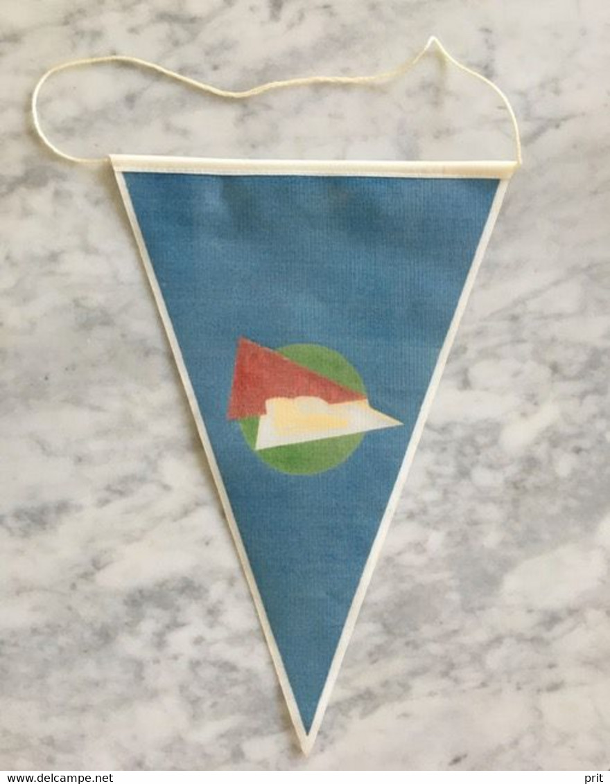 Vintage Pennant 1970s Soviet Russia USSR Trade Union Of The Sea & River Fleet Workers, Bright Blue - Décoration Maritime