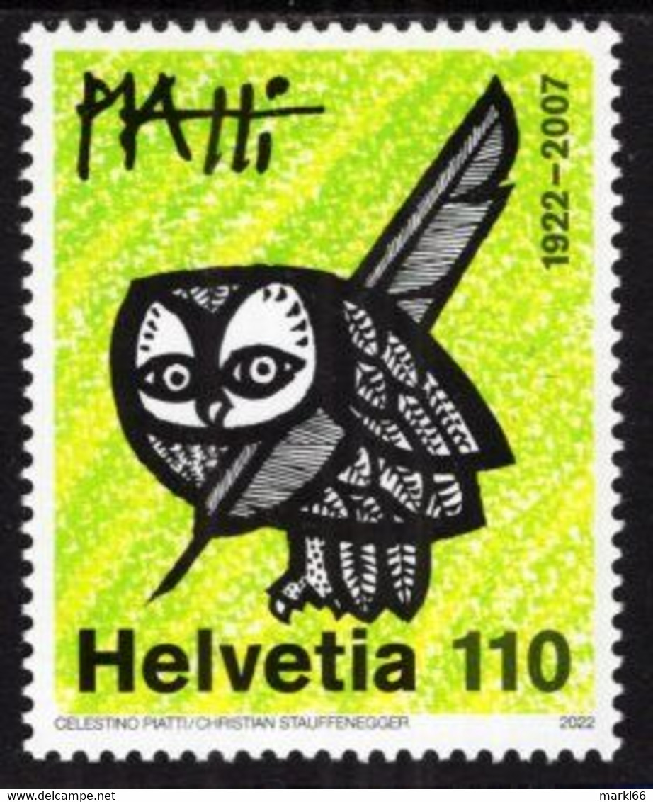 Switzerland - 2022 - Celestino Piatti, Swiss Artist - Birth Centenary - Mint Stamp - Ungebraucht