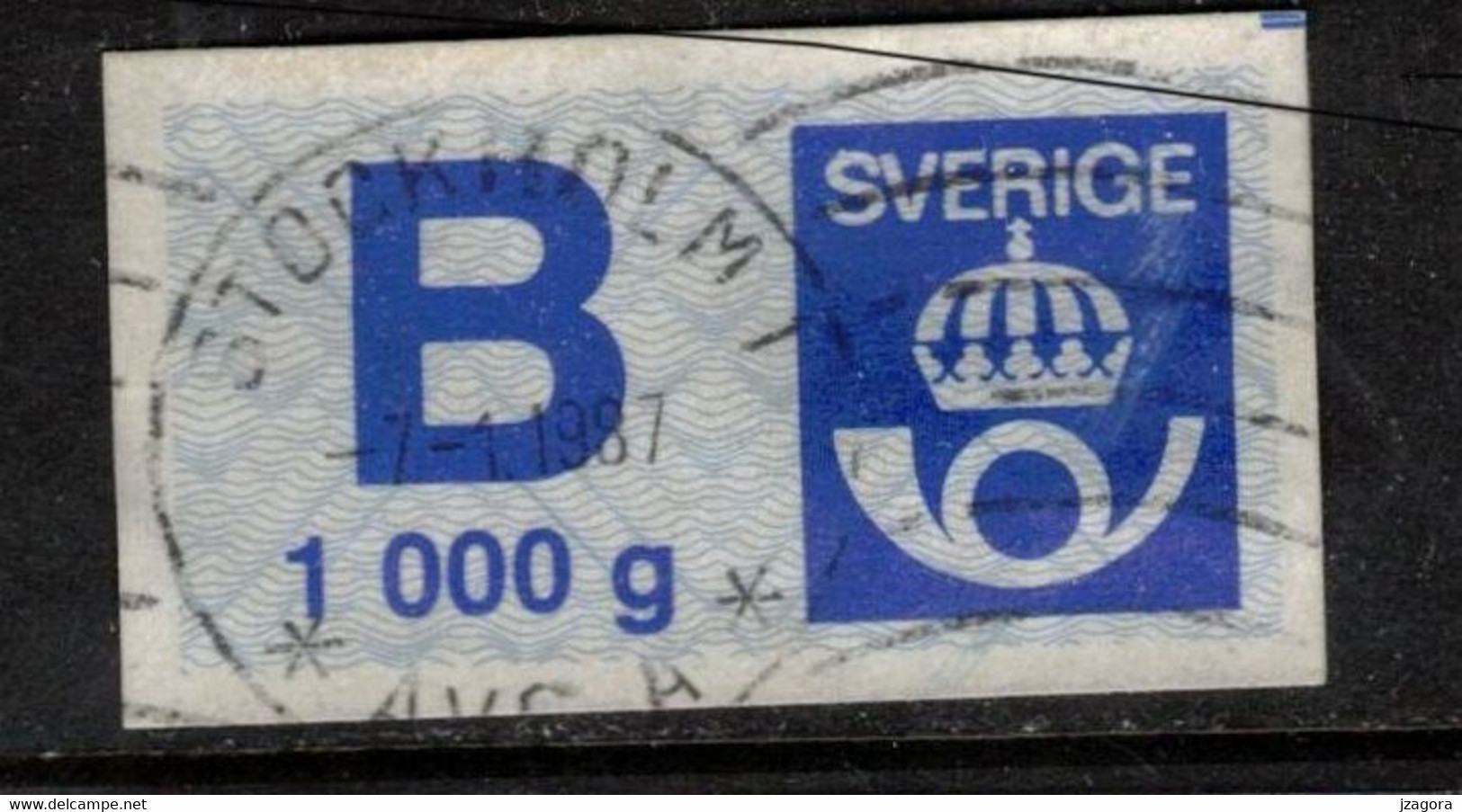 B 1000 G POSTAGE PAID LABEL ETIKETT FÜR PORTO BEZAHLT ÉTIQUETTE PORT PAYÉ SWEDEN SUEDE SCHWEDEN 1981 Mi 5 Used - Machine Labels [ATM]