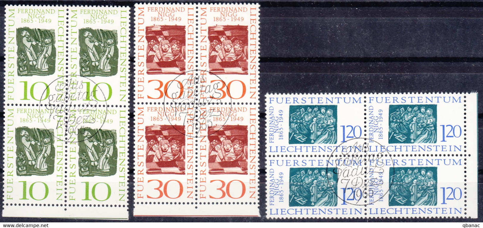 Liechtenstein 1965 Mi#455-457 Used Piece Of 4 - Gebruikt