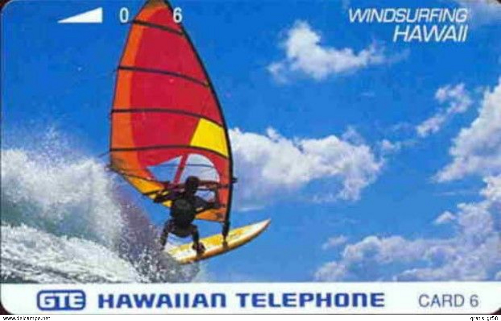 Hawaii - GTH-17a, Windsurfing - Blue Letters, GTE HAWAIIAN TELEPHONE, 6U, 10.000ex, Mint - Hawaï