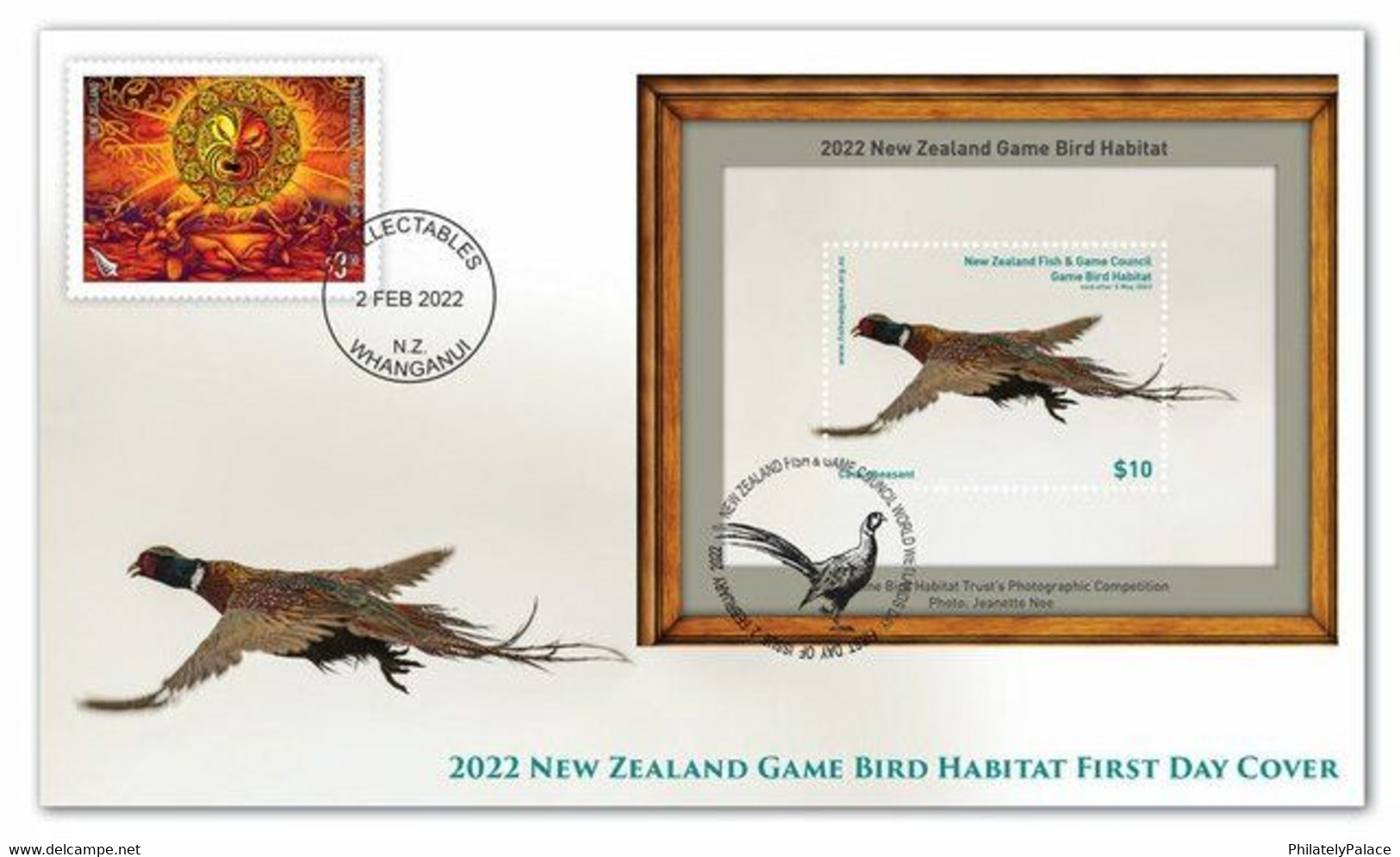 New Zealand 2022 New *** Game Bird Habitat , Fauna, Cock Pheasant MS FDC (**) - Ungebraucht