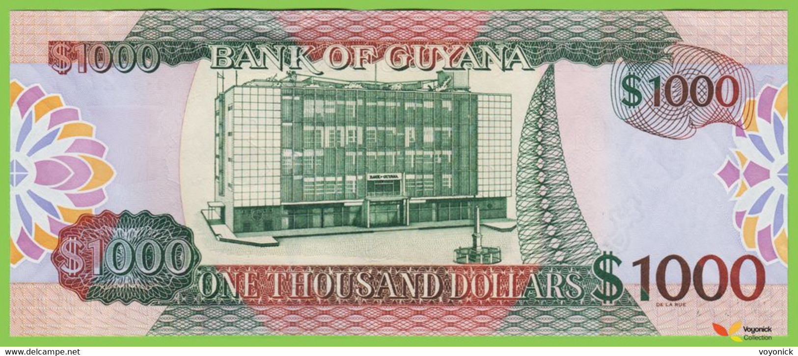 Voyo GUYANA 1000 Dollars ND(2009) P#38b B115b Prefix A/94 UNC - Guyana