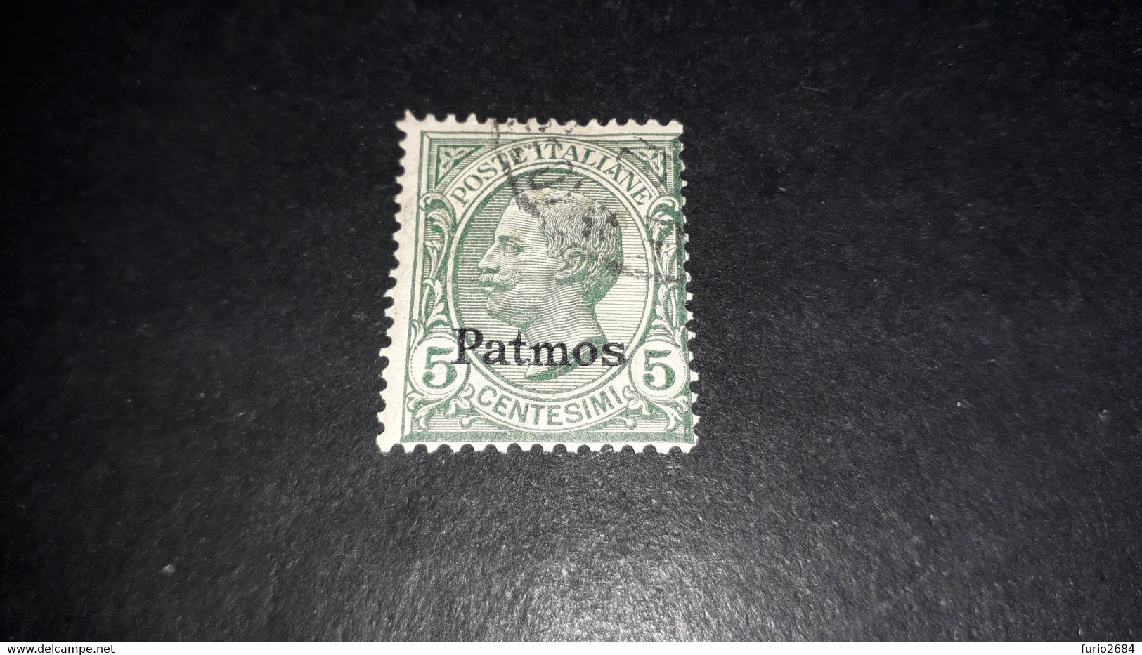 04AL16 POSSEDIMENTI ITALIANI ISOLE EGEO 1912 FRANCOBOLLI D'ITALIA SOPRASTAMPATI PATMOS 5 CENT. "XO" - Aegean (Patmo)