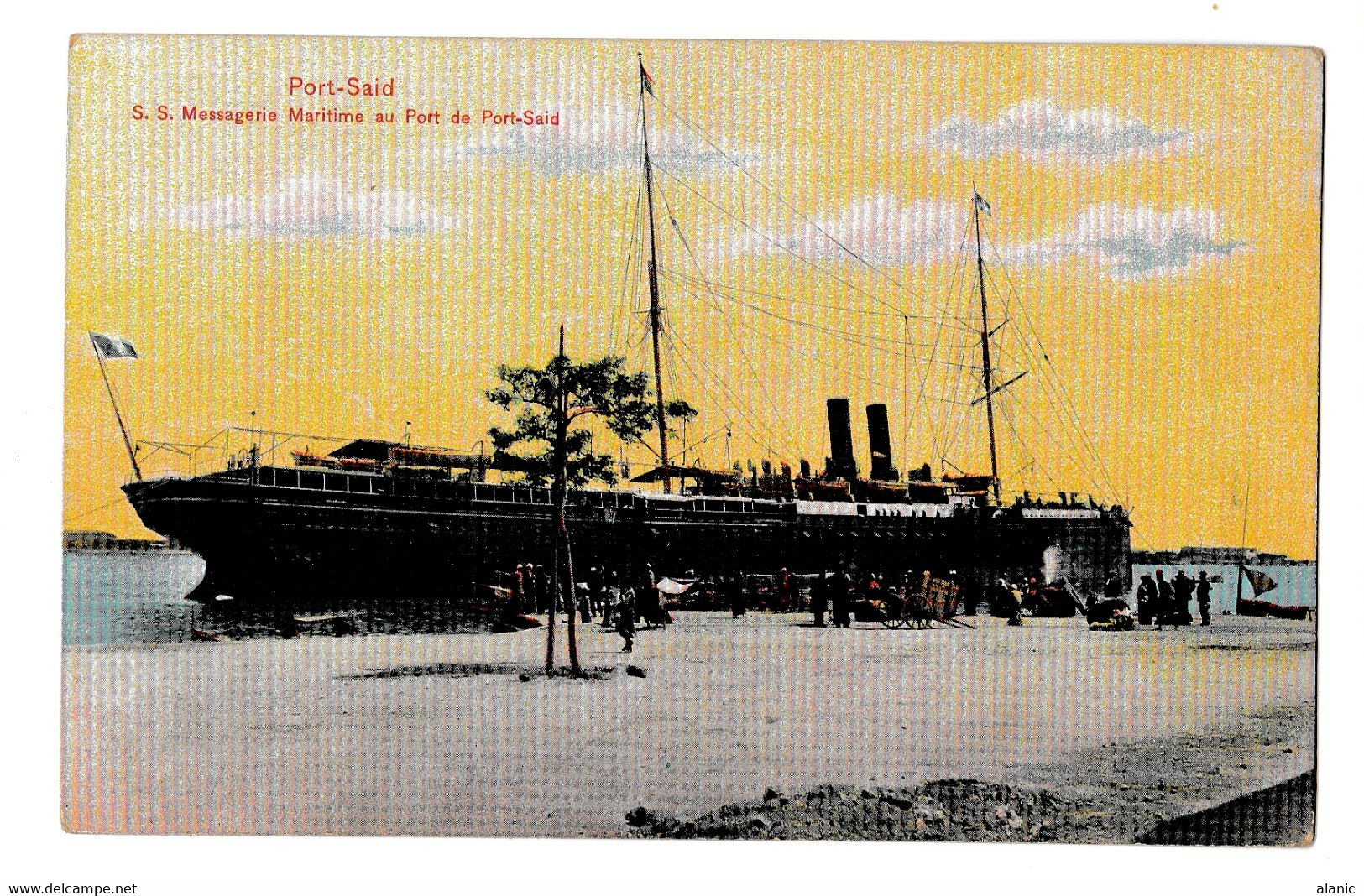 PORT SAID - S.S. Messagerie Maritime Au Port De Port-Saïd - CPA CIRCULEE 1917 - Port-Saïd