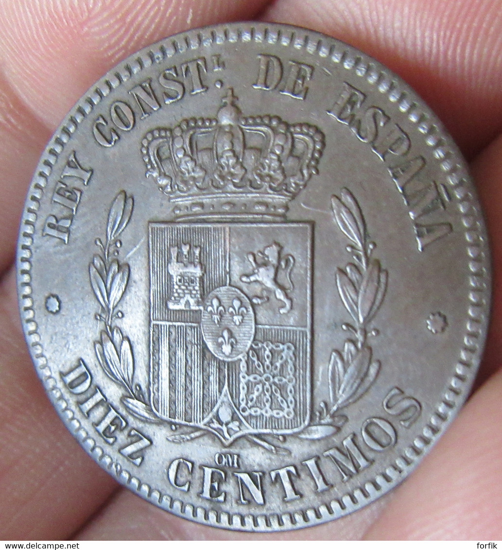 Espagne / Espana - Monnaie 10 Diez Centimos Alfonso XII 1877 OM - SUP+ - First Minting