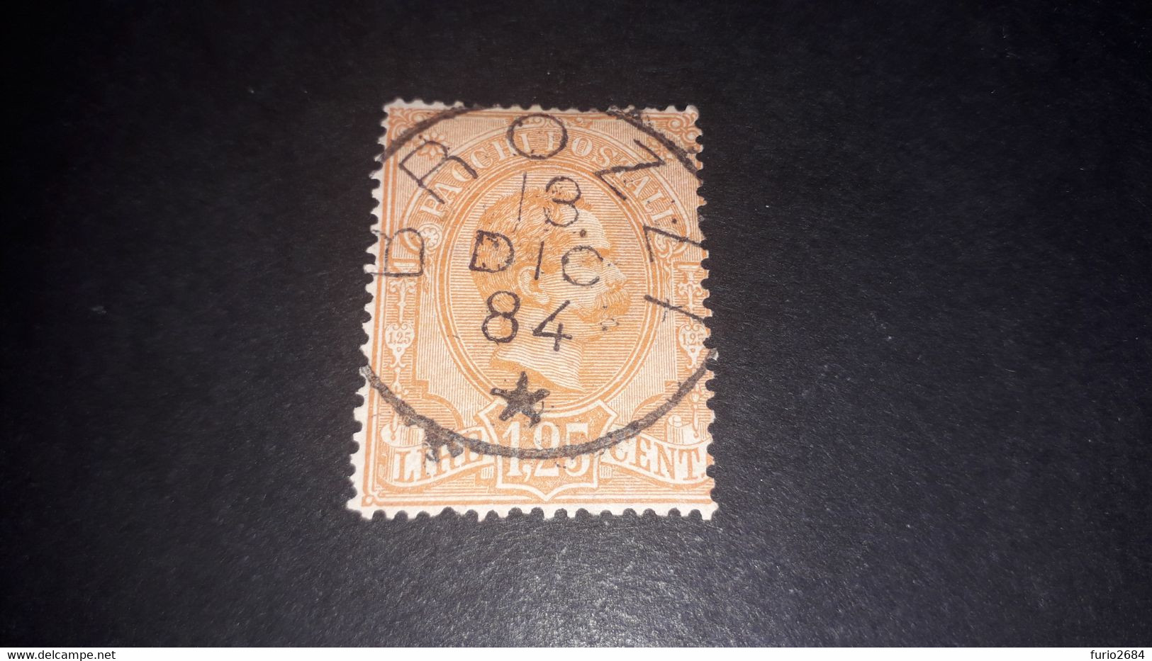 04AL17 REGNO D'ITALIA 1884 PACCHI POSTALI EFFIGIE UMBERTO I LIRE 1,25"XO" - Postpaketten