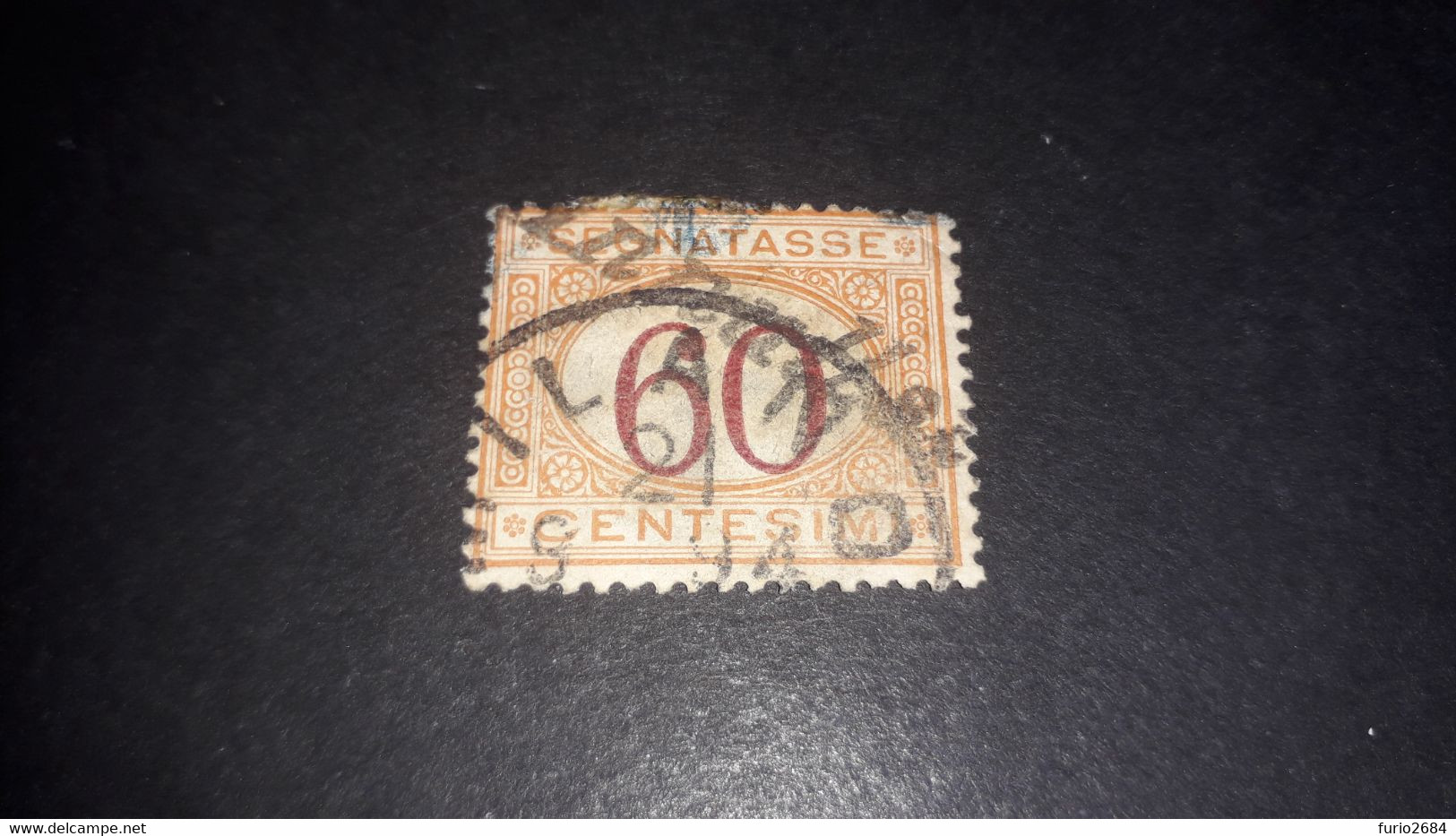 04AL17 REGNO D'ITALIA SEGNATASSE 1890-94 TIPI DEL 1870 NUOVE TIRATURE IN COLORI DIVERSI 60 CENT. "XO" - Segnatasse