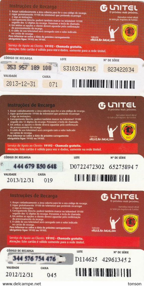 Angola, AO-UNI-REF-?, Unitel 125 UTT, Espirito, Football, 2 Scans.  Expiry : 2013/12/31  3 Different Backs - Angola