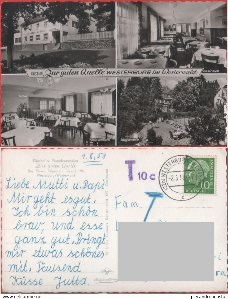 Westerburg.  Zur Guten Quelle. Viaggiata 1958 - Westerburg