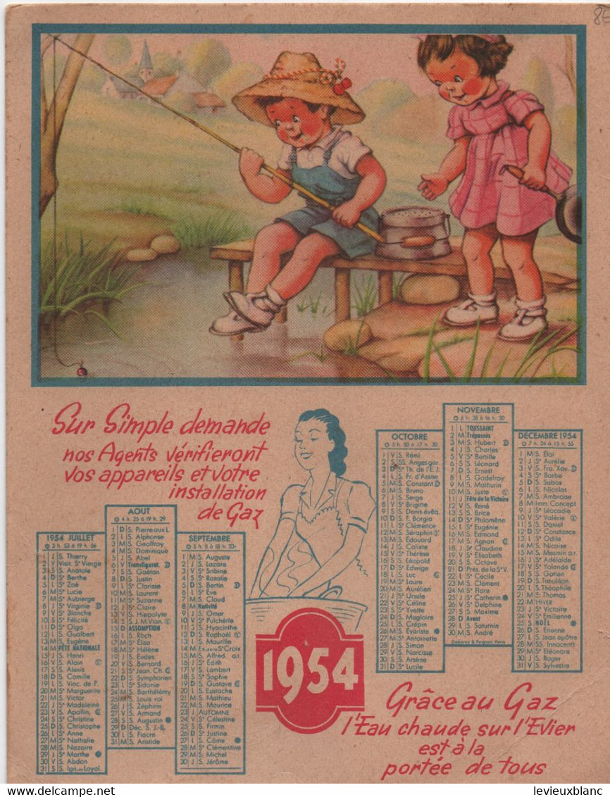 Calendrier Carton Recto-Verso/Vérification Appareils-installation Gaz/Eau Chaude Sur évier/SIRVEN Imp/1954    CAL483 - Grossformat : 1941-60