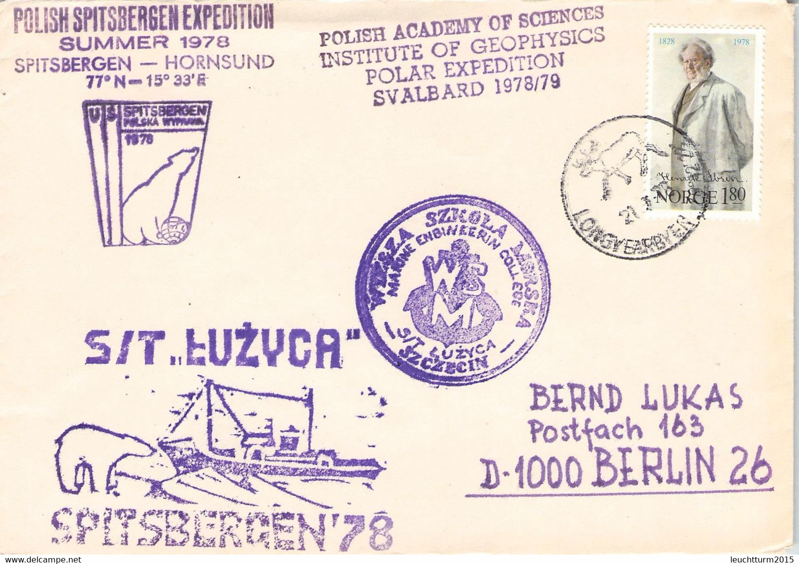 NORWAY - POLISH SPITSBERGEN EXPEDITION 1978 > BERLIN / ZL51 - Lettres & Documents