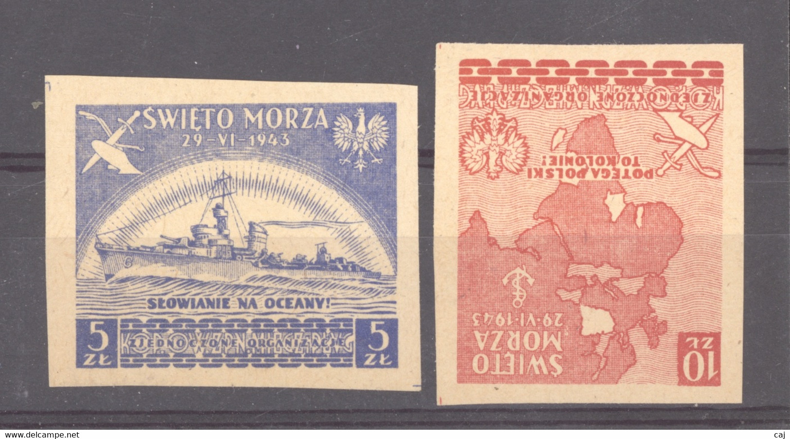 Vi 062. -  Pologne  -  Swieto  Morza  (*)  29 VI 1943 ,  Revendication De Colonies Et Territoires - Autres & Non Classés