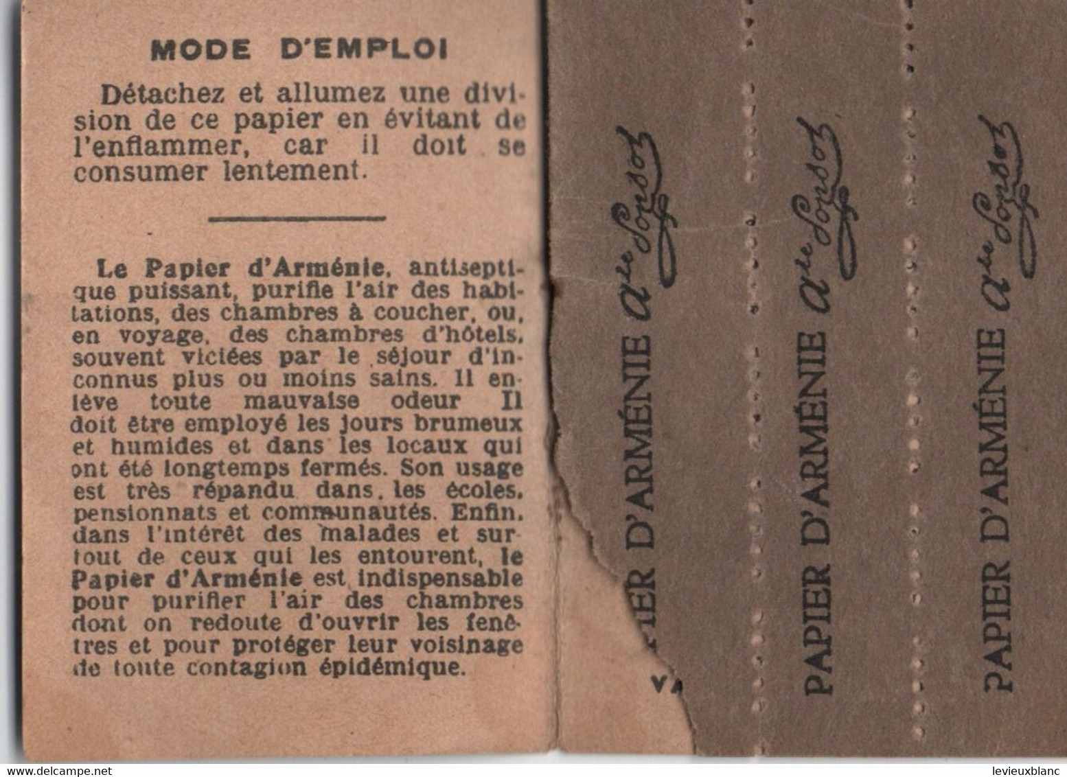 Petit Carnet De  Papier D'Arménie  Pour Purifier L'air Des Habitations /PONSOT / MONTROUGE/vers 1900    PARF236 - Groot Formaat: 1941-60