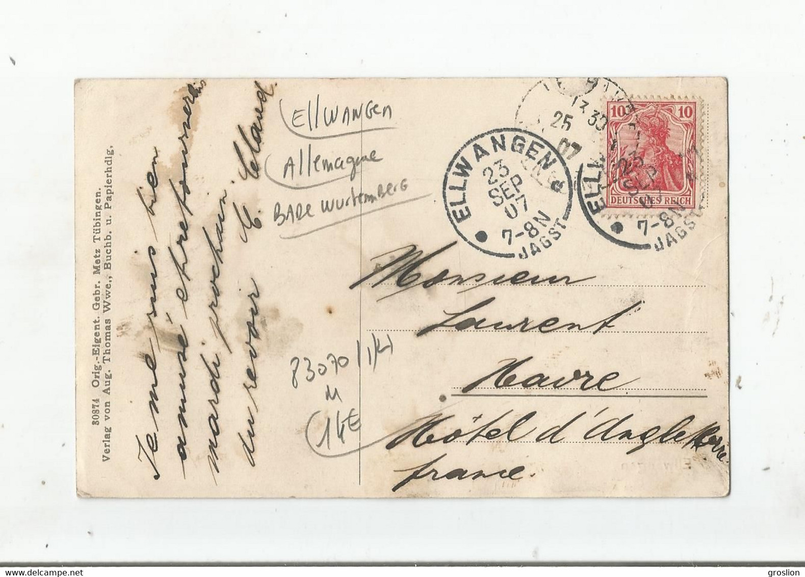 ELLWANGEN (BADE WURTEMBERG) 30874     1907 - Ellwangen