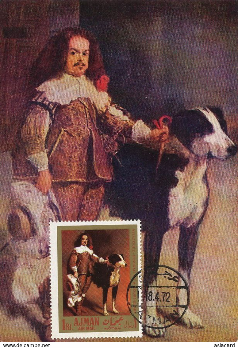 Maximum Card Same Stamp As The View Meme Timbre Que La Vue Ajman Jester Don Antonio  Velasquez Dog - Ver. Arab. Emirate