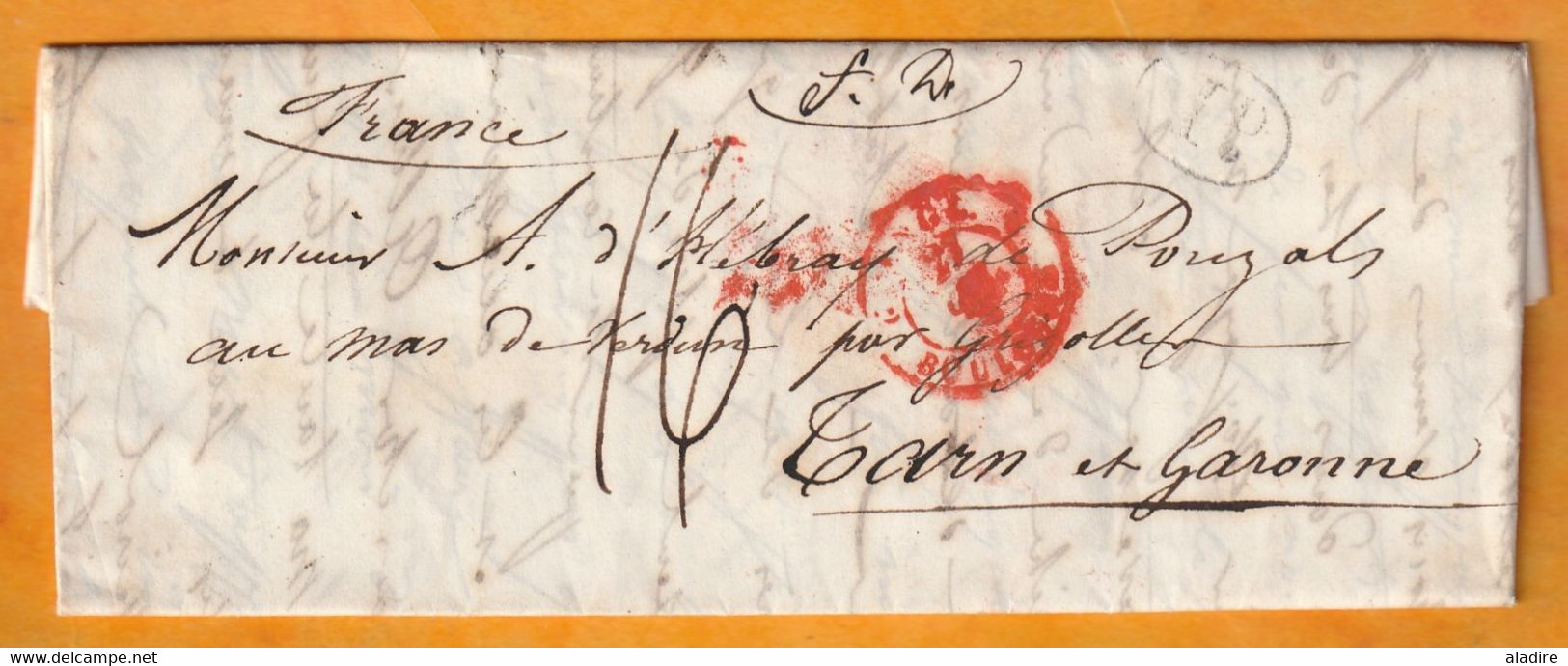 1846 - QV - LAC De 5 P En Français De London Londres Vers Mas De Verdun Par Grisolles, Tarn Et Garonne, France - Postmark Collection