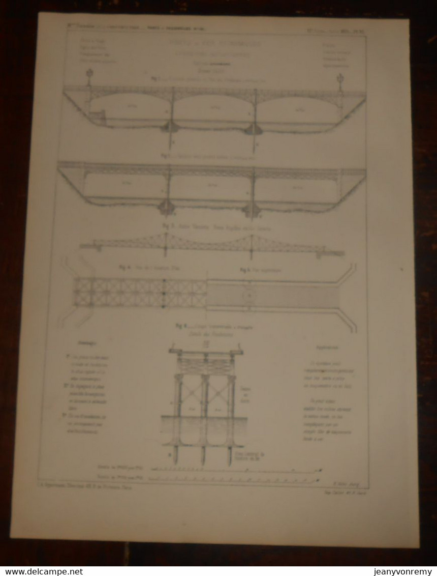 Plans De Ponts En Fer économiques à Fondations Instantanées. Système Oppermann. 1871. - Travaux Publics