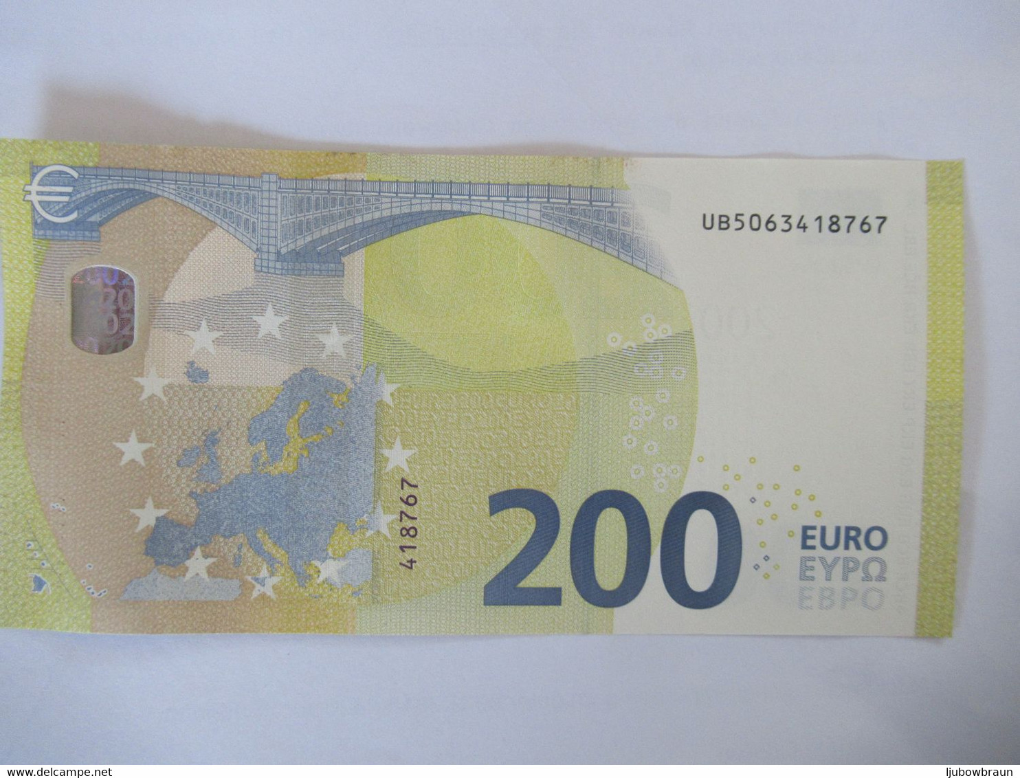 200 Euro-Schein Unc. Draghi UB , Unc., - 200 Euro