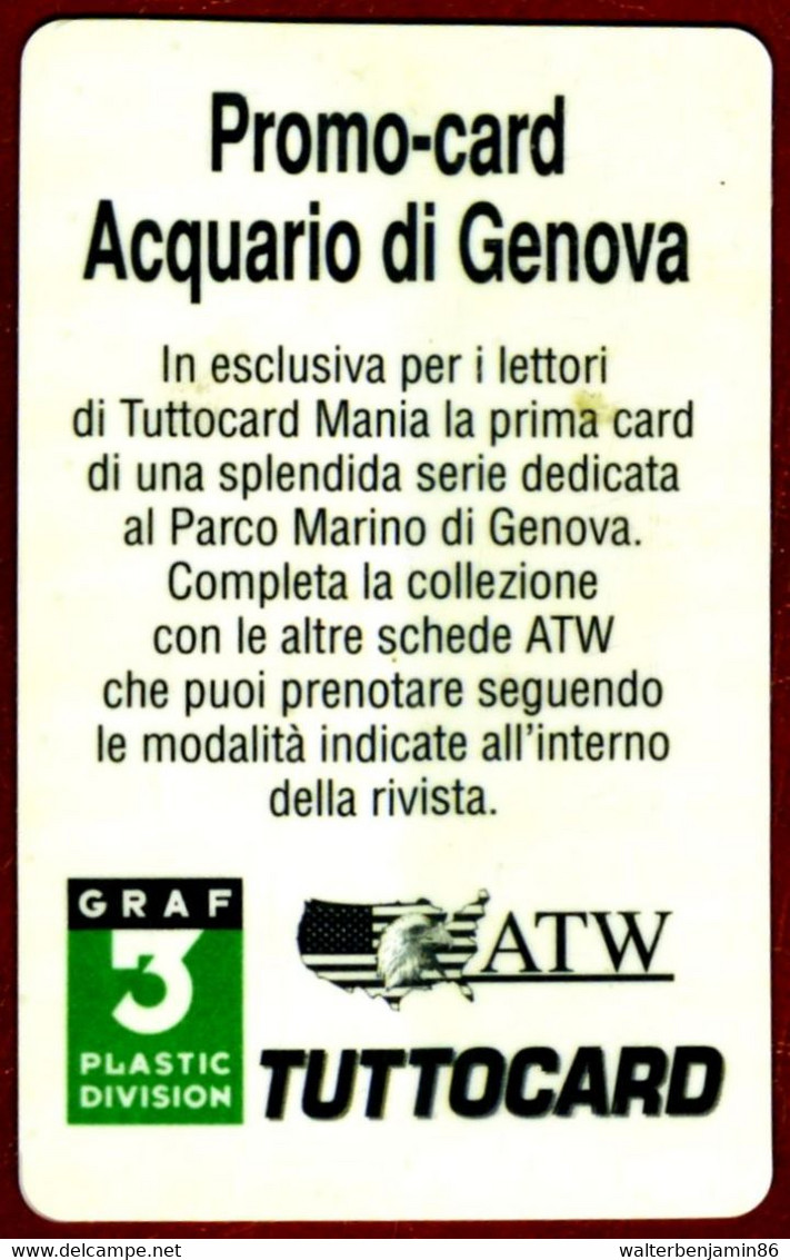 SCHEDA TELEFONICA ATW PROMOCARD ACQUARIO DI GENOVA VARIANTE FALLE ROSA - [3] Erreurs & Variétées