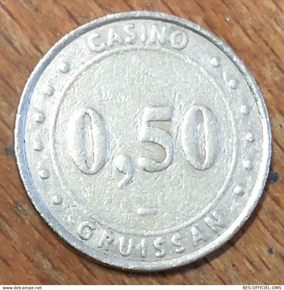 11 GRUISSAN  CASINO PATOUCHE JETON DE 0,50 EURO MONNAIE DE PARIS SLOT MACHINE EN MÉTAL CHIP COINS TOKENS - Casino