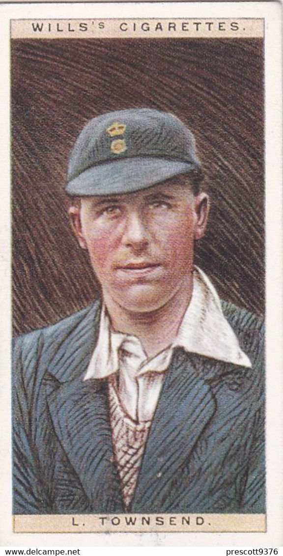 Cricketers 1929 - 45 L Townsend, Derbyshire  -  Wills Cigarette Card - Cricket, Sport - Wills