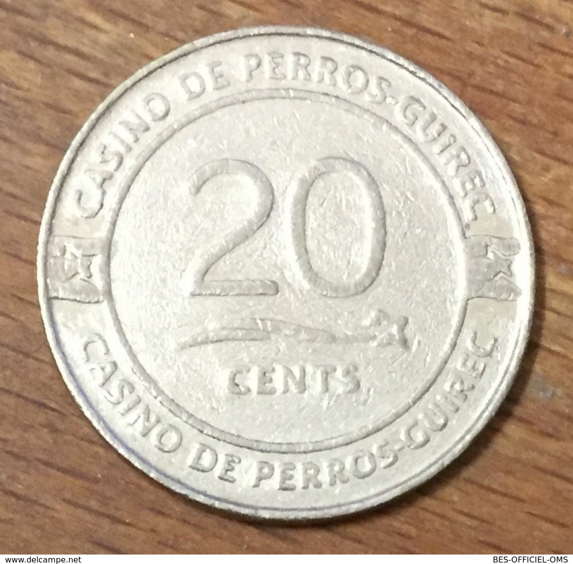 22 CASINO PERROS GUIREC JETON DE 20 CENTS SLOT MACHINE EN MÉTAL CHIP COIN TOKEN - Casino