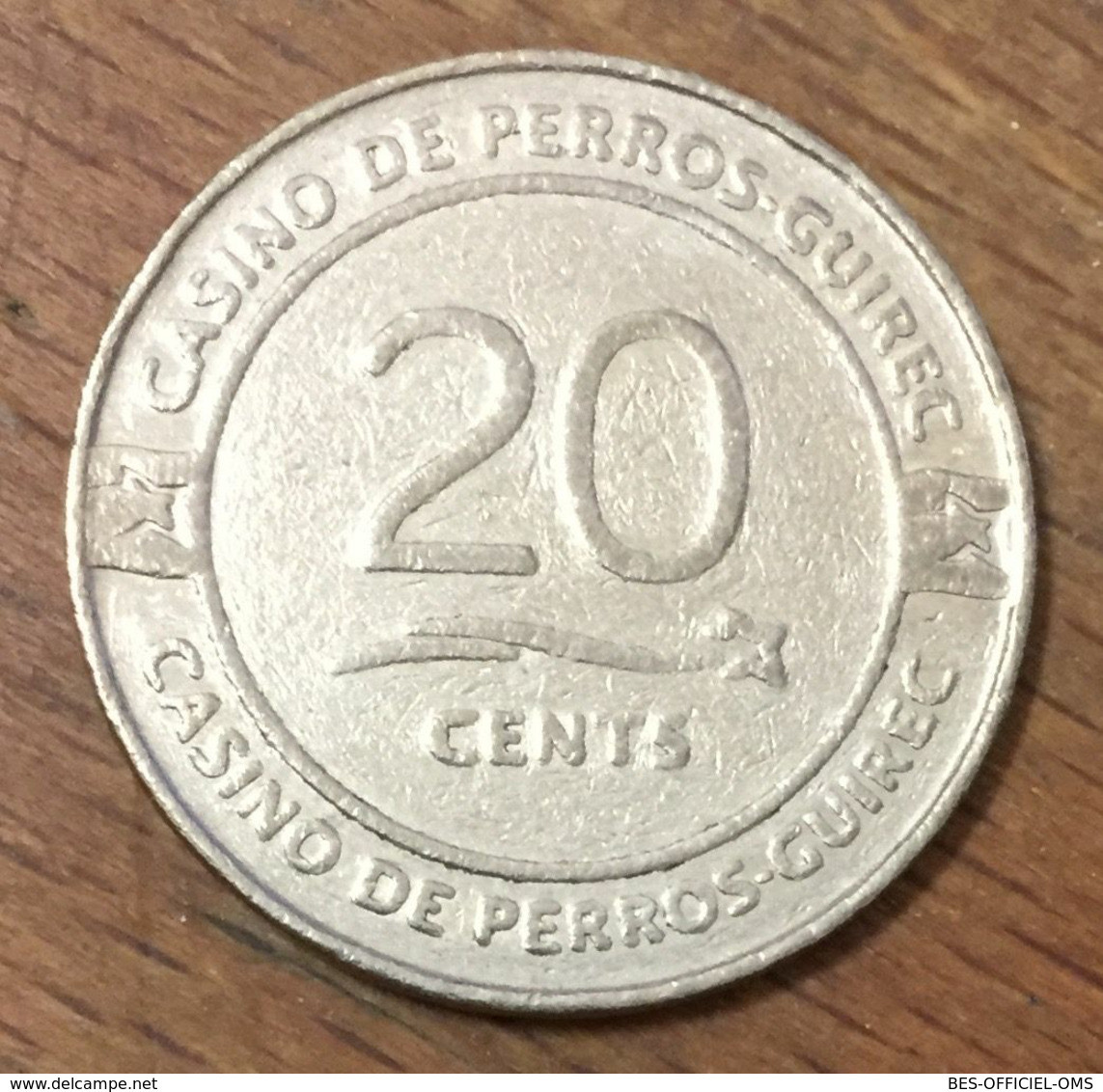 22 CASINO PERROS GUIREC JETON DE 20 CENTS SLOT MACHINE EN MÉTAL CHIP COIN TOKEN - Casino