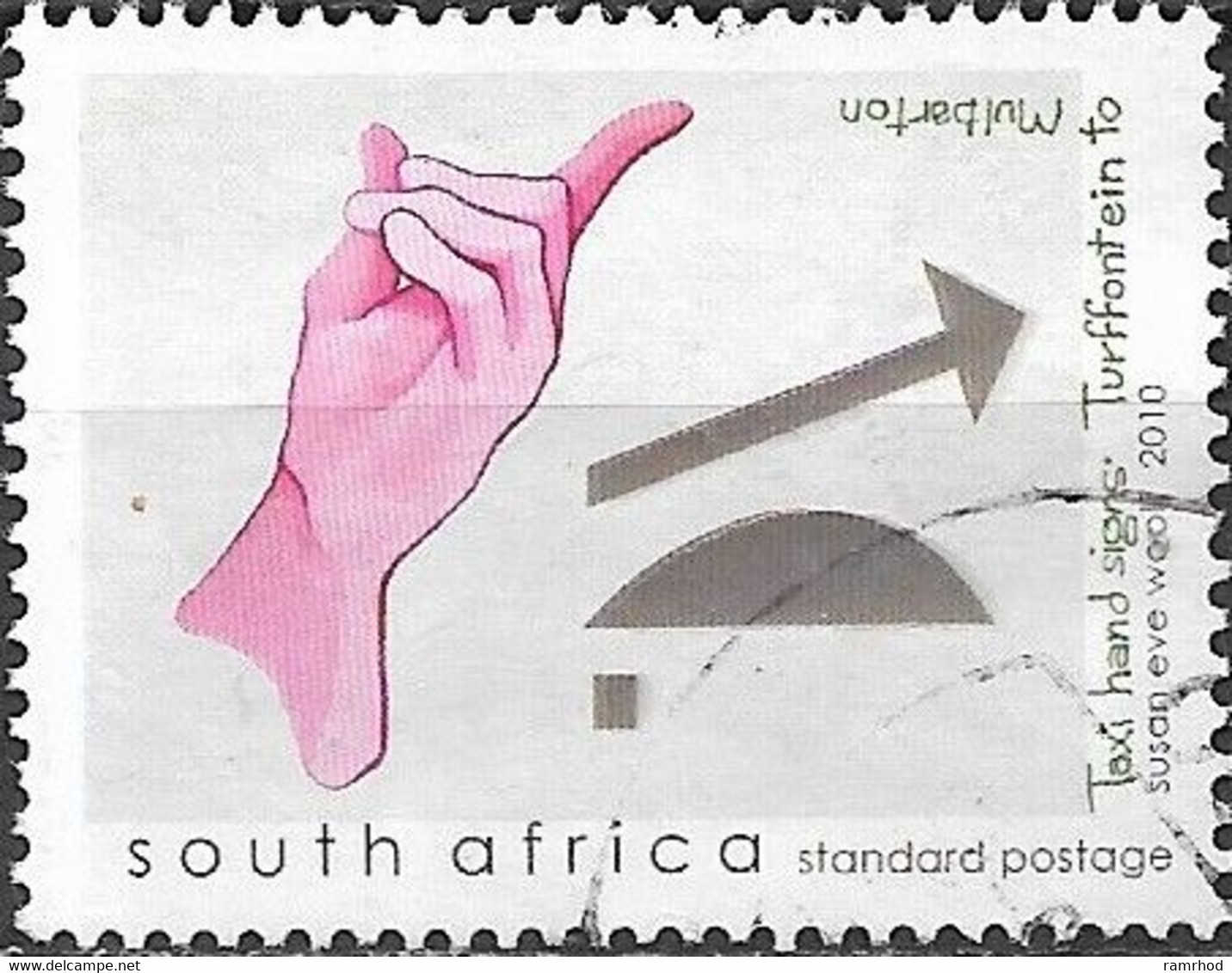 SOUTH AFRICA 2010 Taxi Hand Signs - (2r25) - Turffontein To Mulbarton FU - Used Stamps