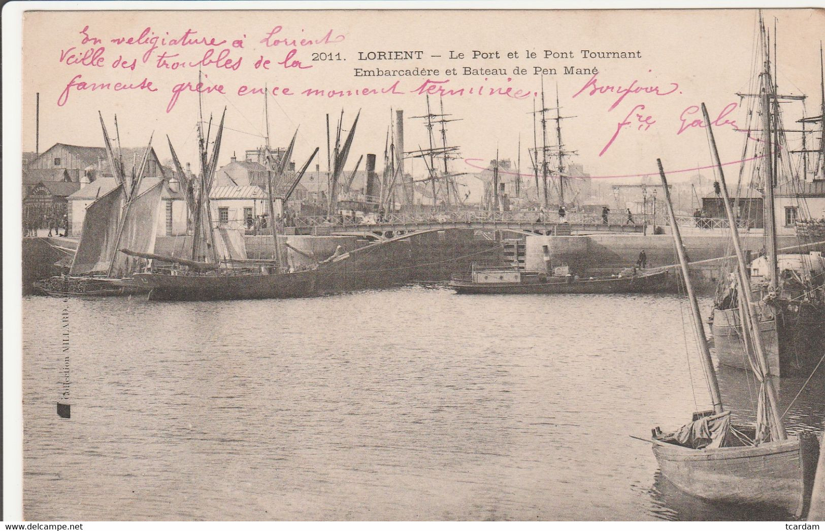 Cpa LORIENT Port Et Pont Tournant Embarcadère De Pen-Mané - Lorient