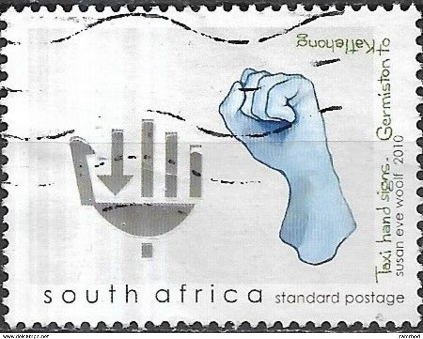 SOUTH AFRICA 2010 Taxi Hand Signs - (2r25) -  Germiston To Katlehong FU - Oblitérés