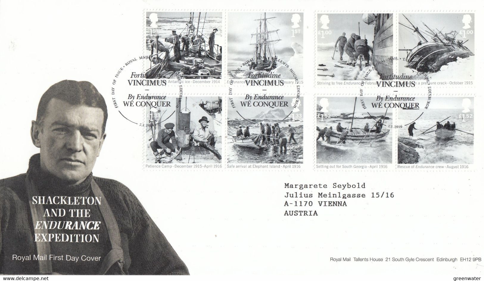 United Kingdom 2016 Shackleton And The Endurance Expedition 8v FDC (F9053) - 2011-2020 Decimal Issues