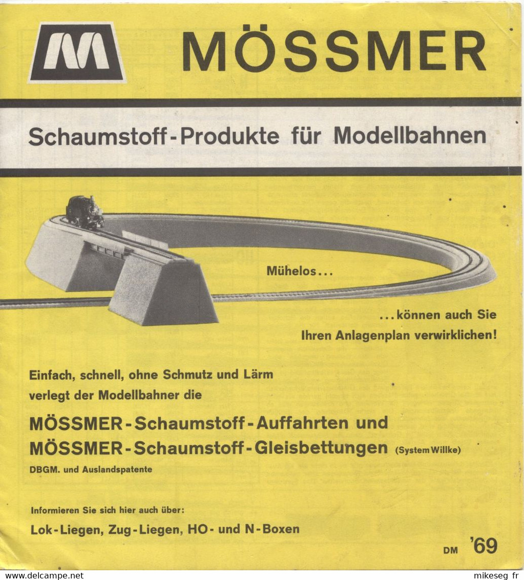 Catalogue Mössmer En Allemand "Schaumstoff-Produkte Für Modellbahnen" Avec Prix En DM 8 Pages - Streckendekoration