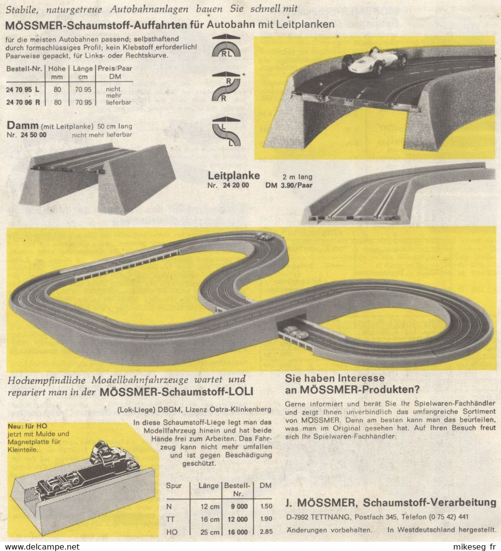 Catalogue Mössmer En Allemand "Schaumstoff-Produkte Für Modellbahnen" Avec Prix En DM 8 Pages - Scenery