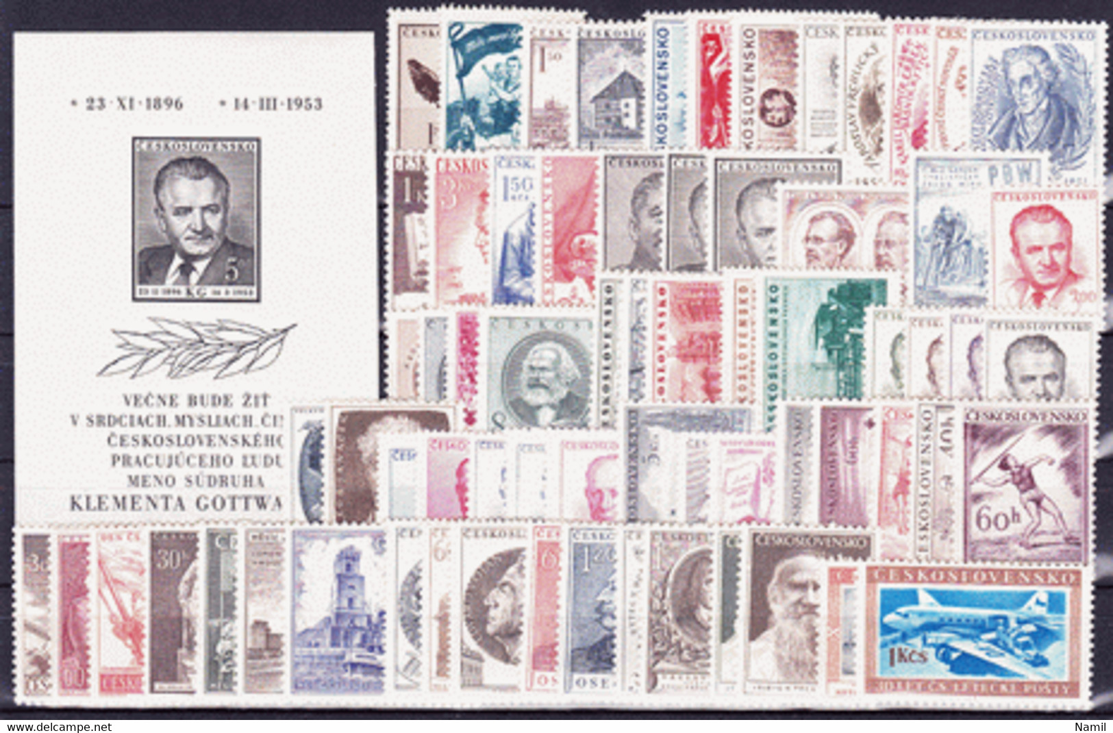 ** Tchécoslovaquie 1953 Mi 776-843+Bl.14 (Yv 682-747+BF 17), (MNH)**  L'année Complete - Komplette Jahrgänge