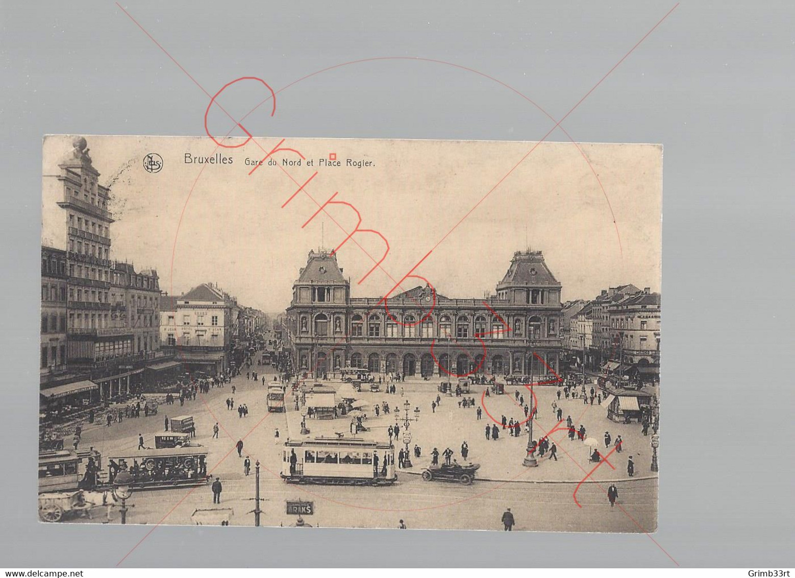 Bruxelles - Gare Du Nord Et Place Rogier - Postkaart - Chemins De Fer, Gares