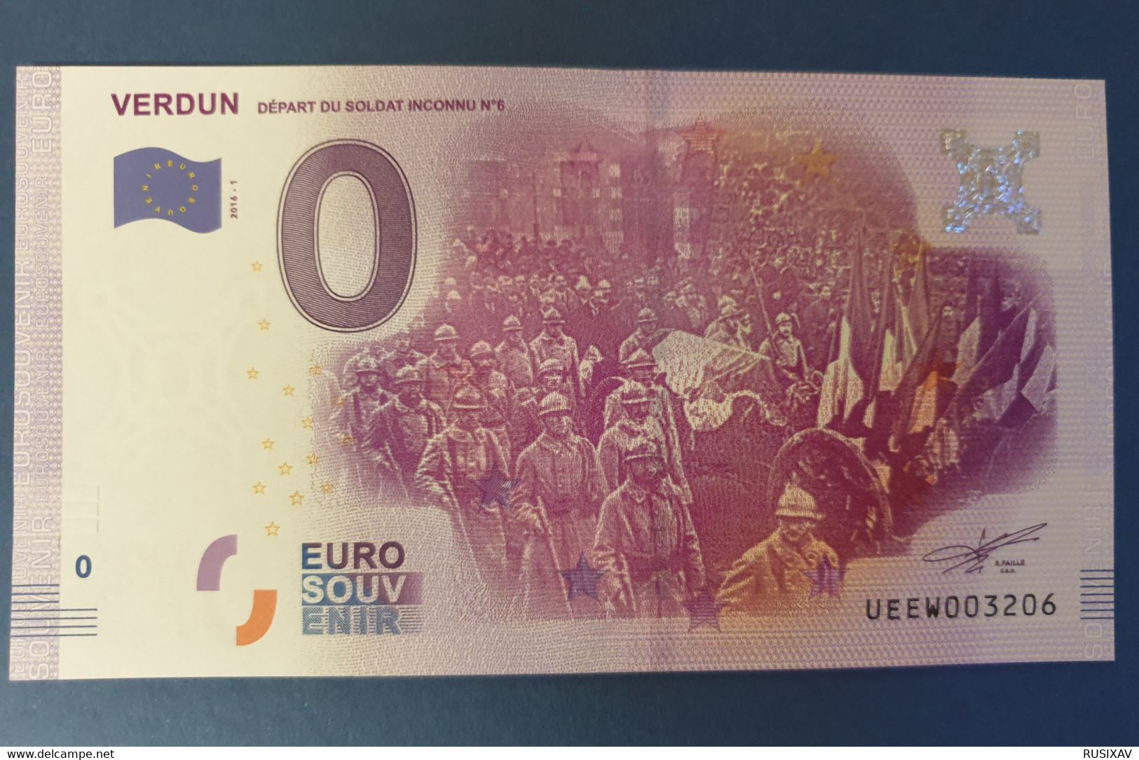 Billet Souvenir 0 Euros 2016 Verdun Départ Du Soldat Inconnu - Other & Unclassified
